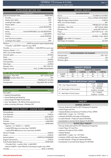 Cessna 172 SKYHAWK Checkliste