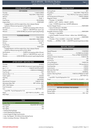 GA-8 AIRVAN - SimWorks Studios Checkliste
