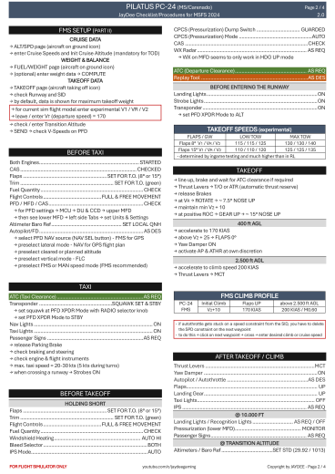 Pilatus PC-24 – MS/Carenado Checkliste