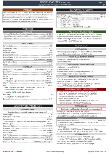 Airbus A340 Family – IniBuilds Checkliste